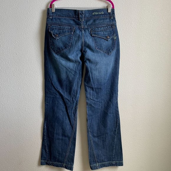 Of The Earth Jeans Wide Leg Denim Boho Organic Cotton Utility Pants Womens Sz 36 - Picture 2 of 16